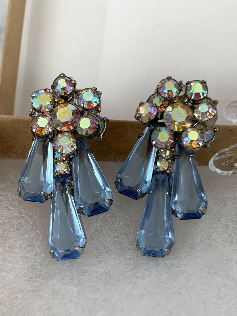 Juliana D&E DeLizza Elster Blue Florette Pentagon Brooch Earring Demi Parure Set - Picture 7 of 12